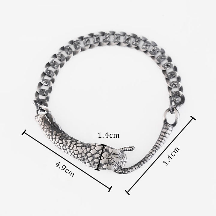 Buddha Stones Sterling Silver Snake Shape Texture Year Of The Snake Blessing Bracelet - image 7