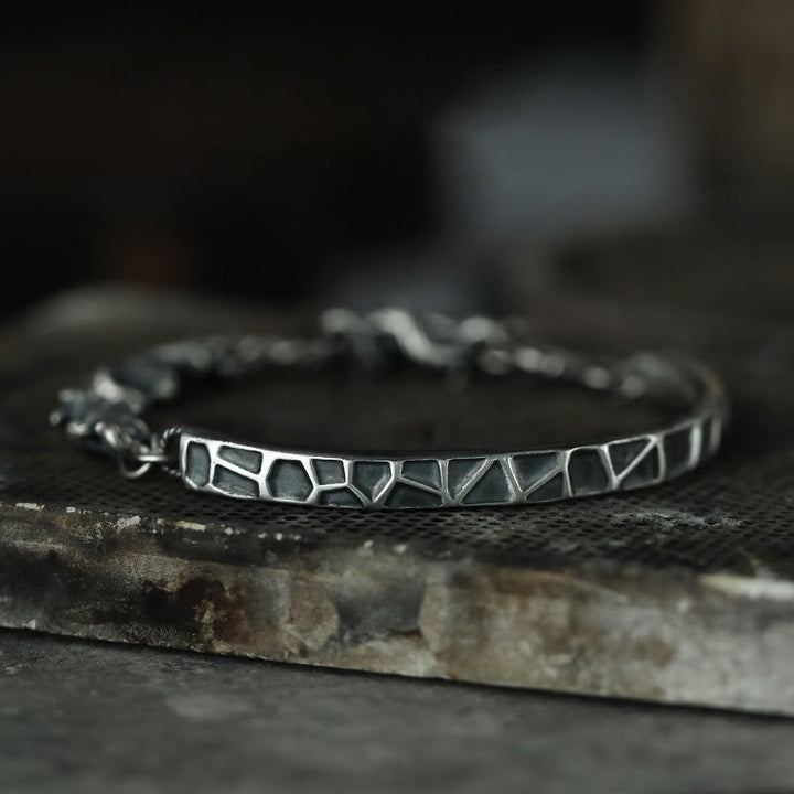 Buddha Stones Sterling Silver Hammer Pattern Thorns Protection Half Bracelet - image 1