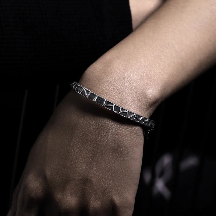 Buddha Stones Sterling Silver Hammer Pattern Thorns Protection Half Bracelet - image 13