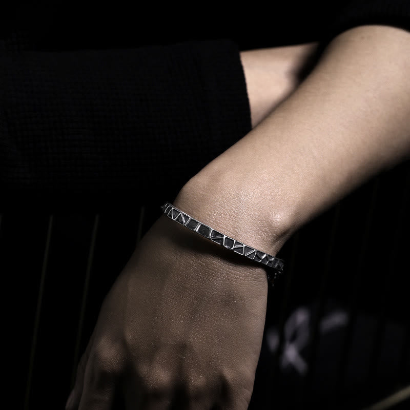 Buddha Stones Sterling Silver Hammer Pattern Thorns Protection Half Bracelet - image 14