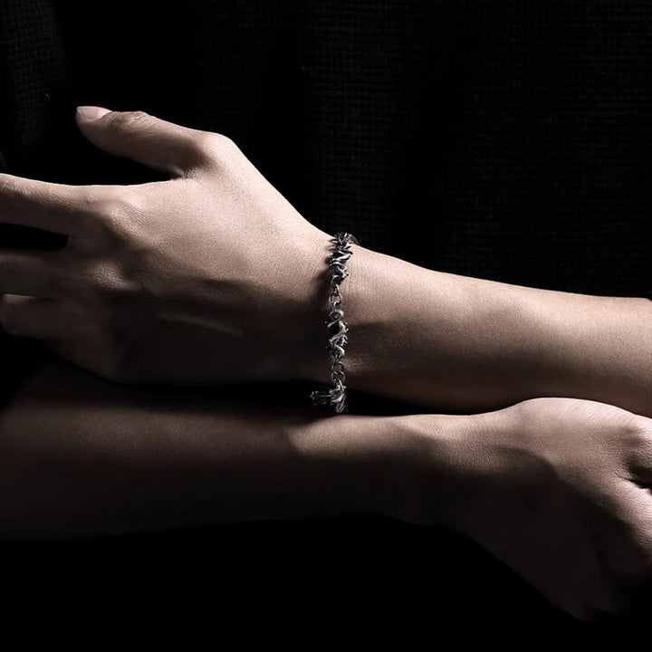Buddha Stones Sterling Silver Hammer Pattern Thorns Protection Half Bracelet - image 15