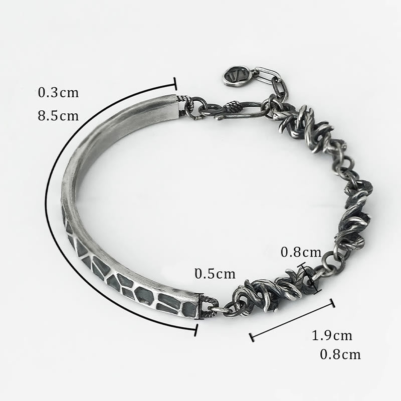 Buddha Stones Sterling Silver Hammer Pattern Thorns Protection Half Bracelet - image 7