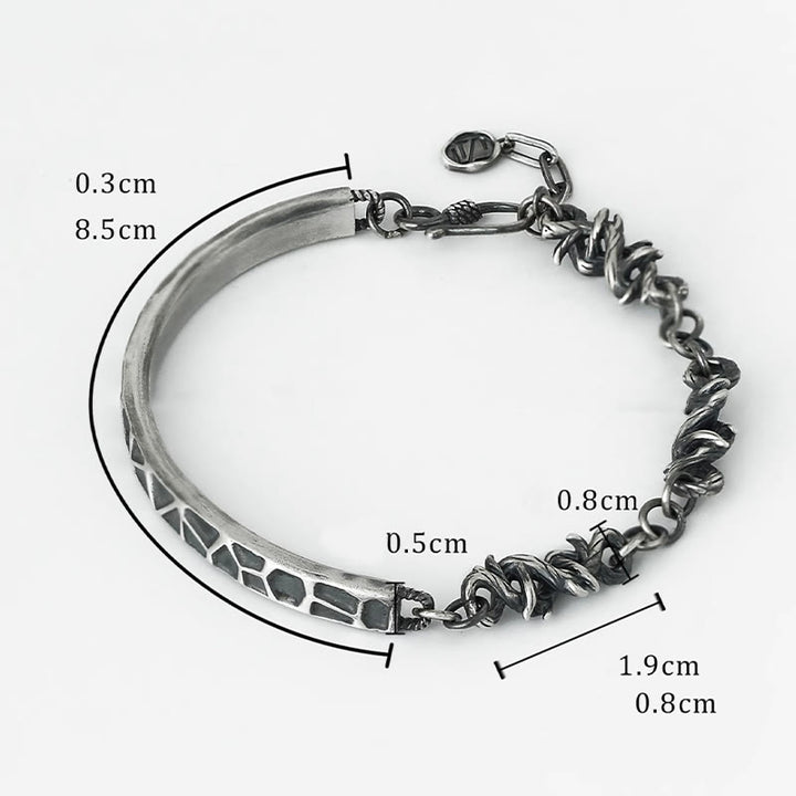 Buddha Stones Sterling Silver Hammer Pattern Thorns Protection Half Bracelet - image 7