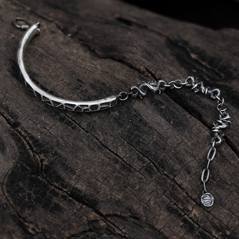 Buddha Stones Sterling Silver Hammer Pattern Thorns Protection Half Bracelet - image 16