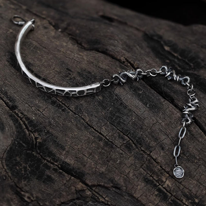 Buddha Stones Sterling Silver Hammer Pattern Thorns Protection Half Bracelet - image 16