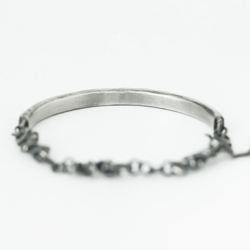 Buddha Stones Sterling Silver Hammer Pattern Thorns Protection Half Bracelet - image 11