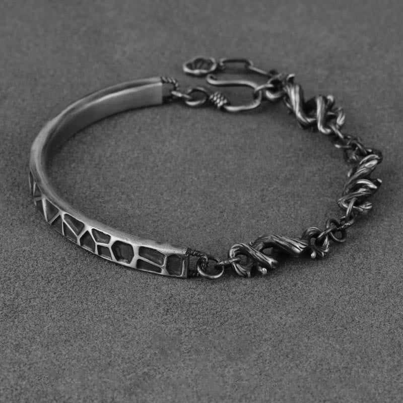 Buddha Stones Sterling Silver Hammer Pattern Thorns Protection Half Bracelet - image 3