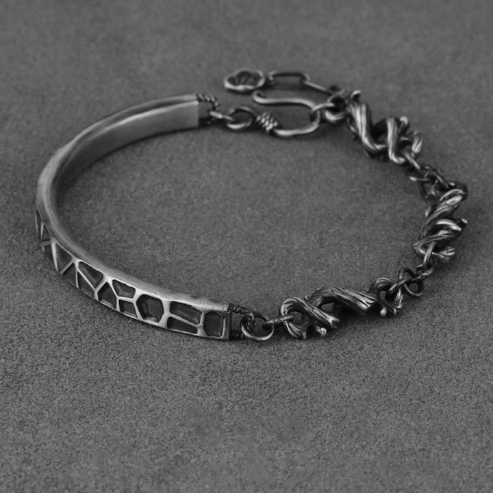 Buddha Stones Sterling Silver Hammer Pattern Thorns Protection Half Bracelet - image 3