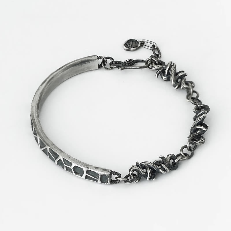 Buddha Stones Sterling Silver Hammer Pattern Thorns Protection Half Bracelet - image 8