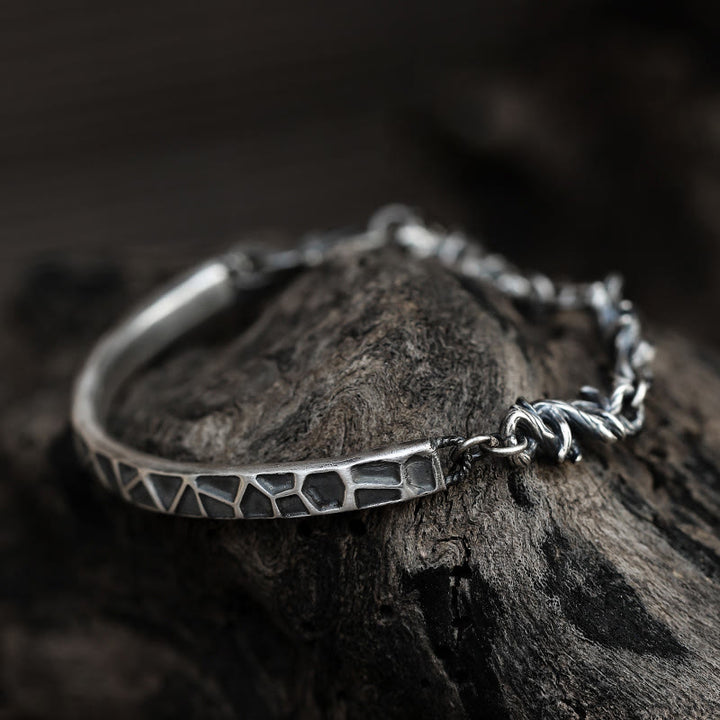 Buddha Stones Sterling Silver Hammer Pattern Thorns Protection Half Bracelet - image 2