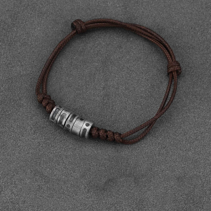 Buddha Stones 999 Sterling Silver Morse Code Wax Rope Blessing Bracelet - 999 Sterling Silver Brown Wax Rope(Wrist Circumference: 14-21cm) - Morse Code:LUCKY - image 13