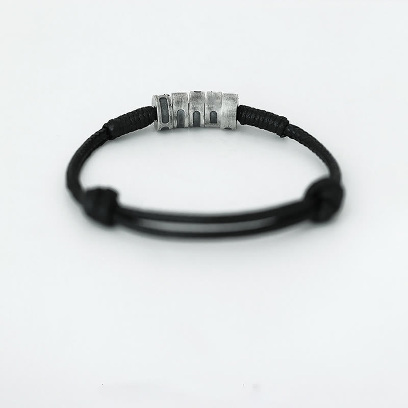 Buddha Stones 999 Sterling Silver Morse Code Wax Rope Blessing Bracelet - image 9