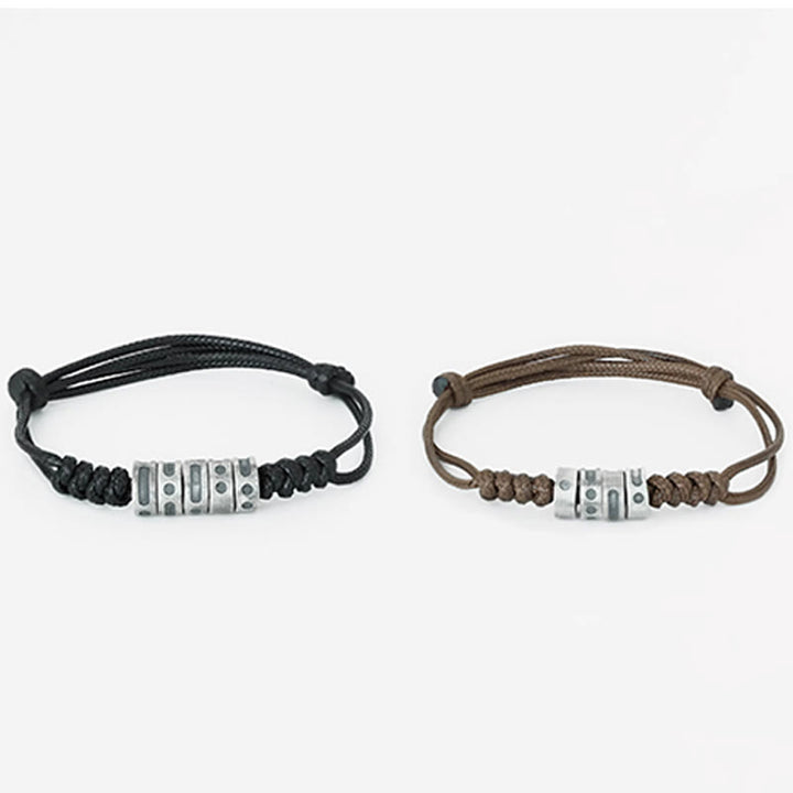 Buddha Stones 999 Sterling Silver Morse Code Wax Rope Blessing Bracelet - image 14