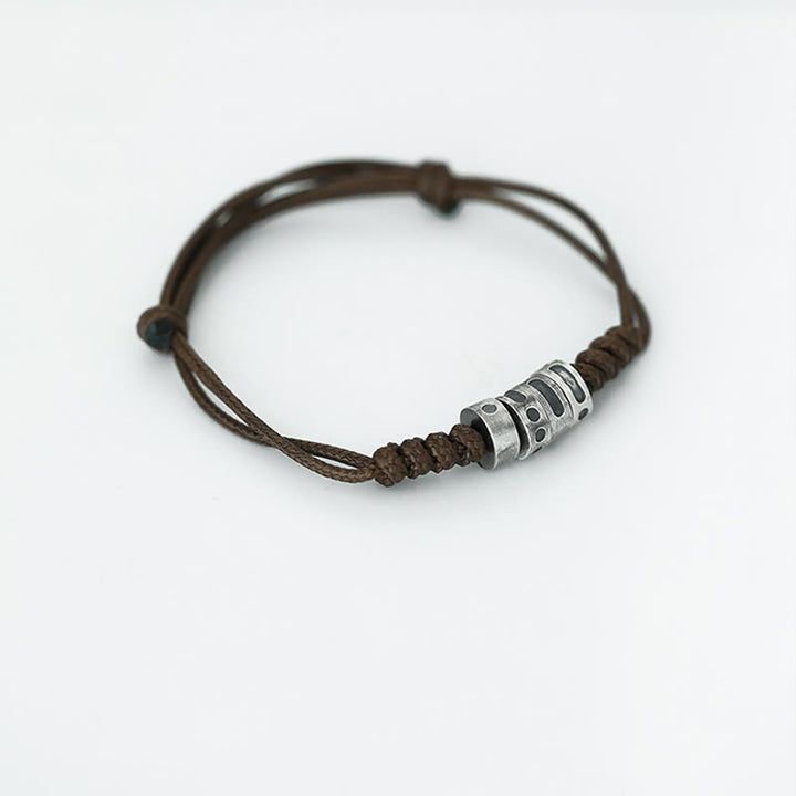 Buddha Stones 999 Sterling Silver Morse Code Wax Rope Blessing Bracelet - image 12