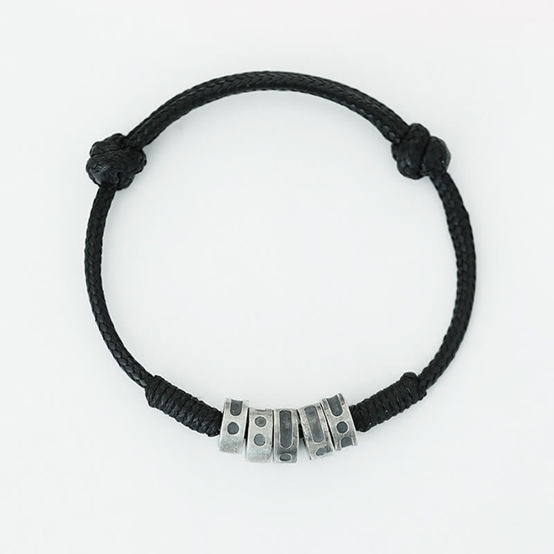 Buddha Stones 999 Sterling Silver Morse Code Wax Rope Blessing Bracelet - image 4