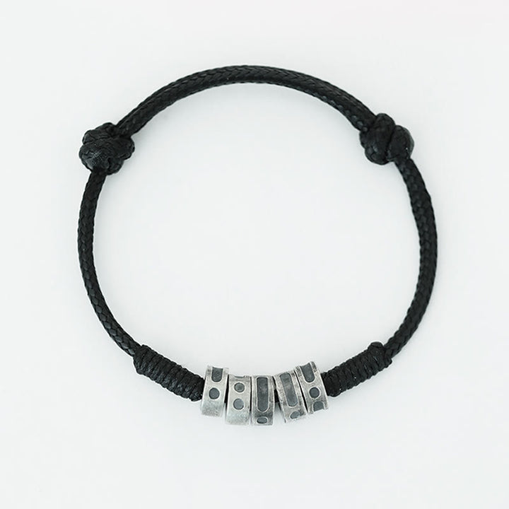 Buddha Stones 999 Sterling Silver Morse Code Wax Rope Blessing Bracelet - image 4