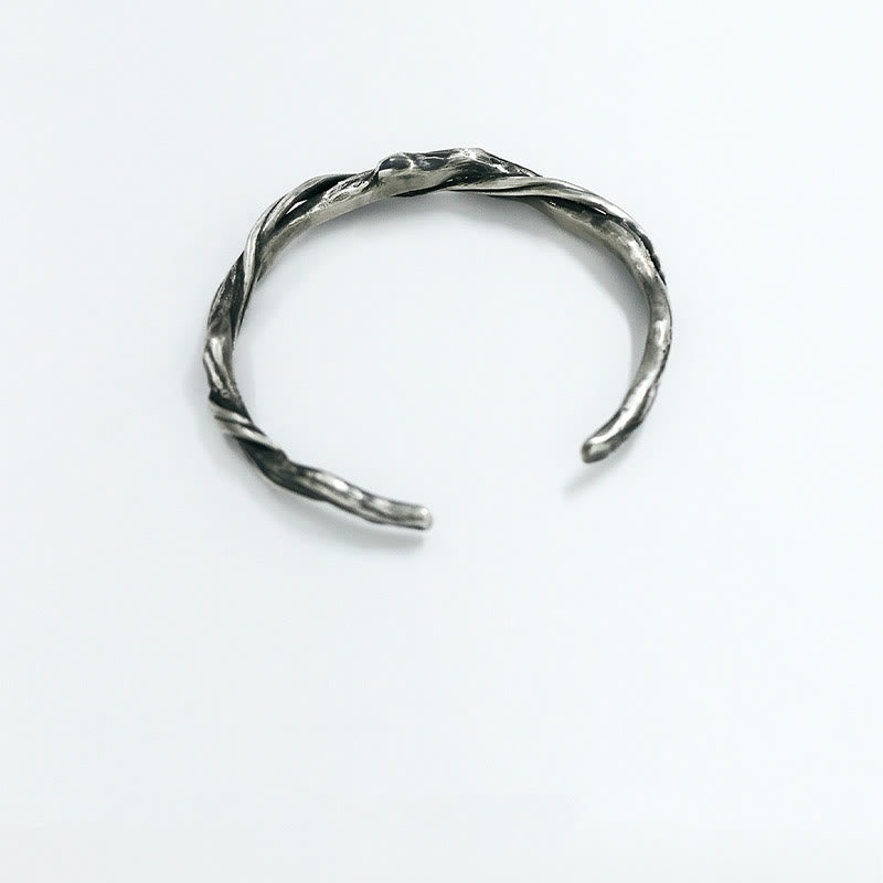 Buddha Stones 999 Sterling Silver Driftwood Cuff Bracelet Bangle - image 8