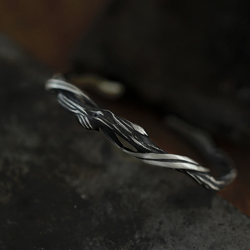 Buddha Stones 999 Sterling Silver Driftwood Cuff Bracelet Bangle - image 1