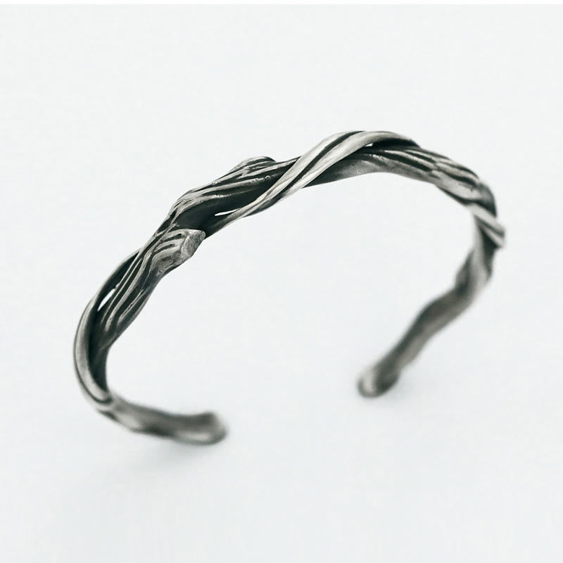 Buddha Stones 999 Sterling Silver Driftwood Cuff Bracelet Bangle - image 9