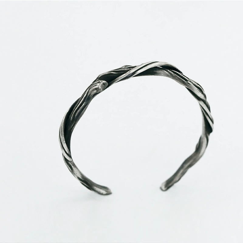 Buddha Stones 999 Sterling Silver Driftwood Cuff Bracelet Bangle - image 7