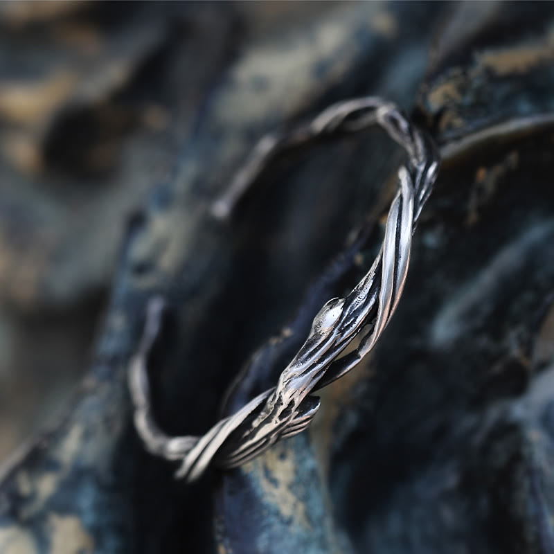 Buddha Stones 999 Sterling Silver Driftwood Cuff Bracelet Bangle - 5.5-6.5cm(Adjustable) - image 0