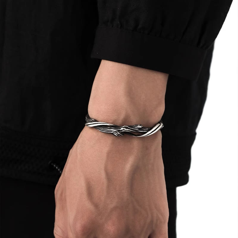 Buddha Stones 999 Sterling Silver Driftwood Cuff Bracelet Bangle - image 15