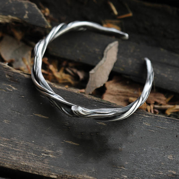 Buddha Stones 999 Sterling Silver Driftwood Cuff Bracelet Bangle - image 10