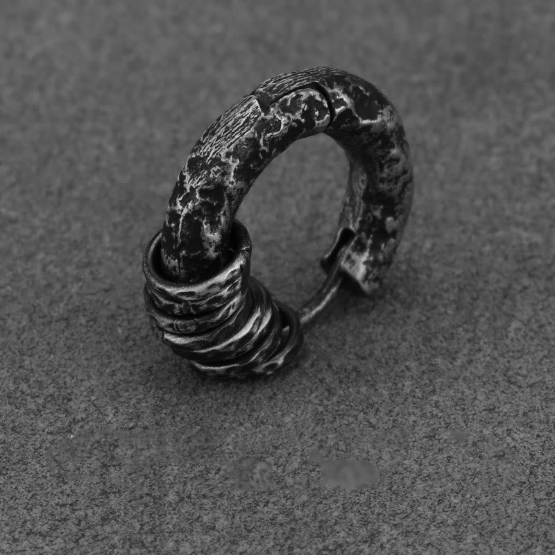 Buddha Stones 925 Sterling Silver Hand-hammered Protection Earrings  - Charcoal Black - Single - image 15