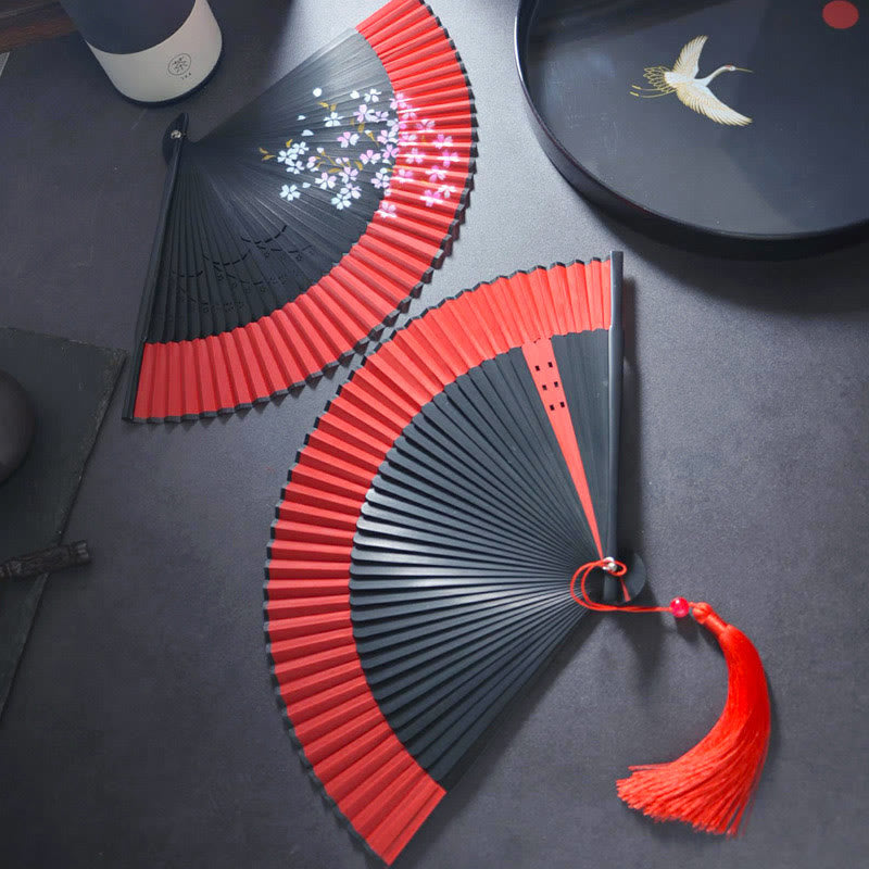 Buddha Stones Flower Rabbit Spray Painting Handheld Cotton Linen Fabric Bamboo Folding Fan - image 11