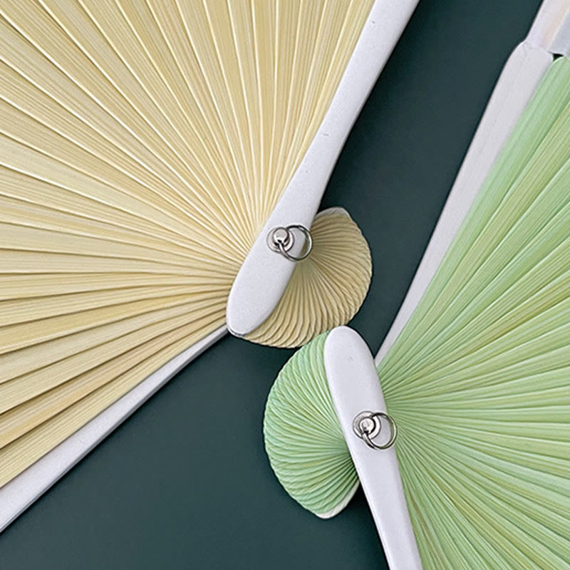 Buddha Stones Orchid Begonia Flower Handheld Cotton Linen Fabric Bamboo Folding Fan - image 9