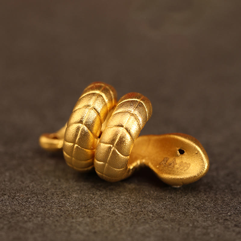 Buddha Stones 999 Gold Year of the Snake Design Handmade Luck Protection Rope Braided Bracelet - image 12