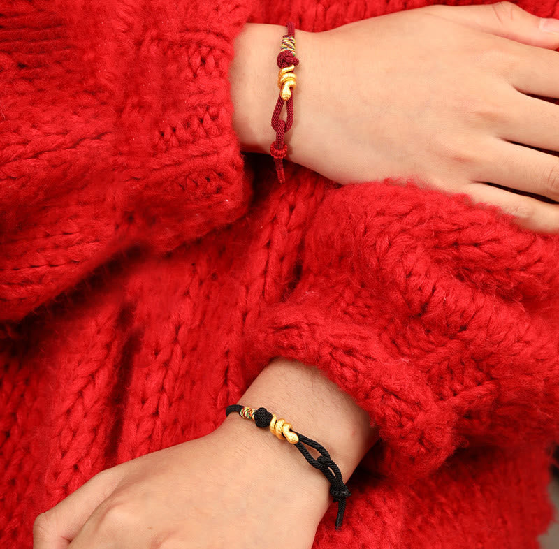 Buddha Stones 999 Gold Year of the Snake Design Handmade Luck Protection Rope Braided Bracelet - image 20