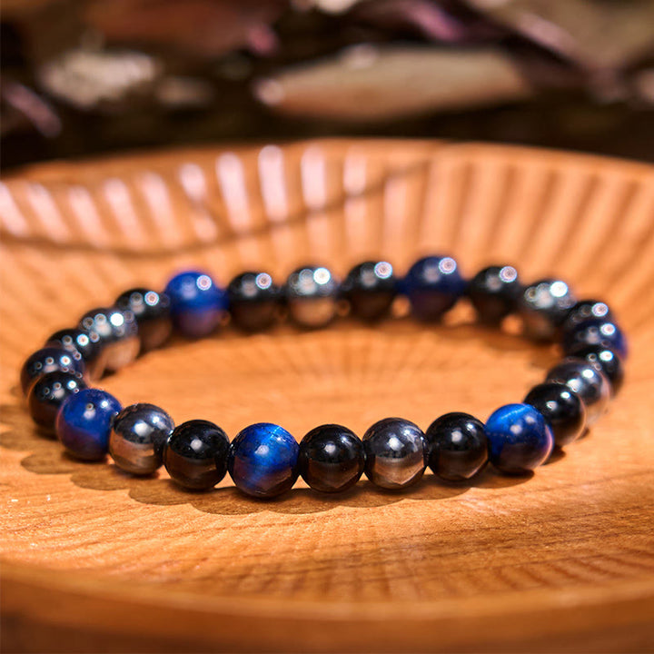 Buddha Stones Restores Calmness Cool Color Series Love Tranquility Bracelet - Lazurite Tiger Eye Obsidian(Wrist Circumference: 14-16cm) - image 22