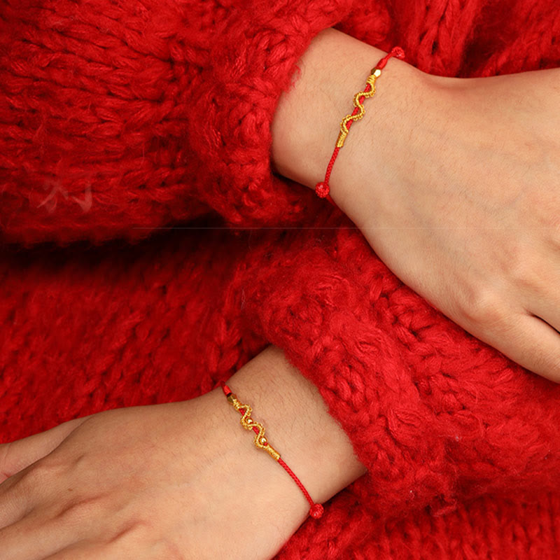 Buddha Stones 999 Gold Year of the Snake Handmade Luck Strength Braided Bracelet Anklet - image 10