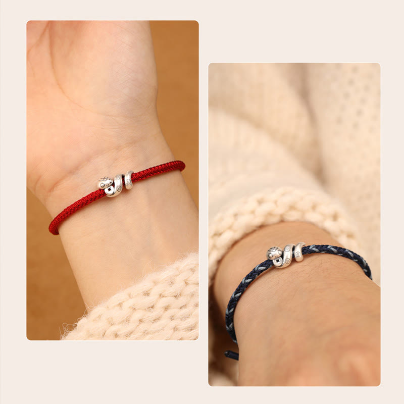 Buddha Stones 999 Sterling Silver Year of the Snake Handmade Copper Coin Protection Braided Bracelet - image 4