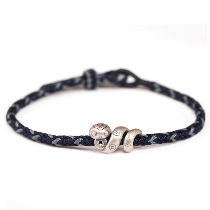 Buddha Stones 999 Sterling Silver Year of the Snake Handmade Copper Coin Protection Braided Bracelet - image 17