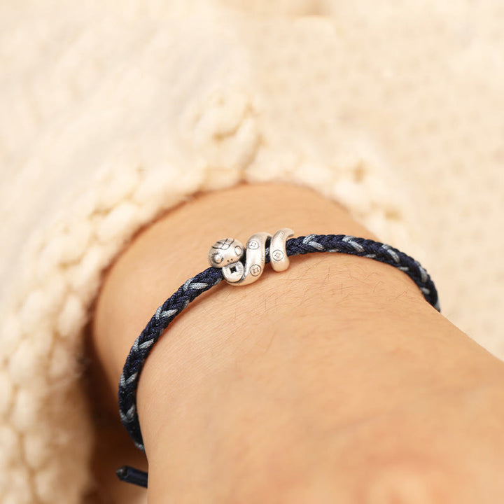 Buddha Stones 999 Sterling Silver Year of the Snake Handmade Copper Coin Protection Braided Bracelet - image 15