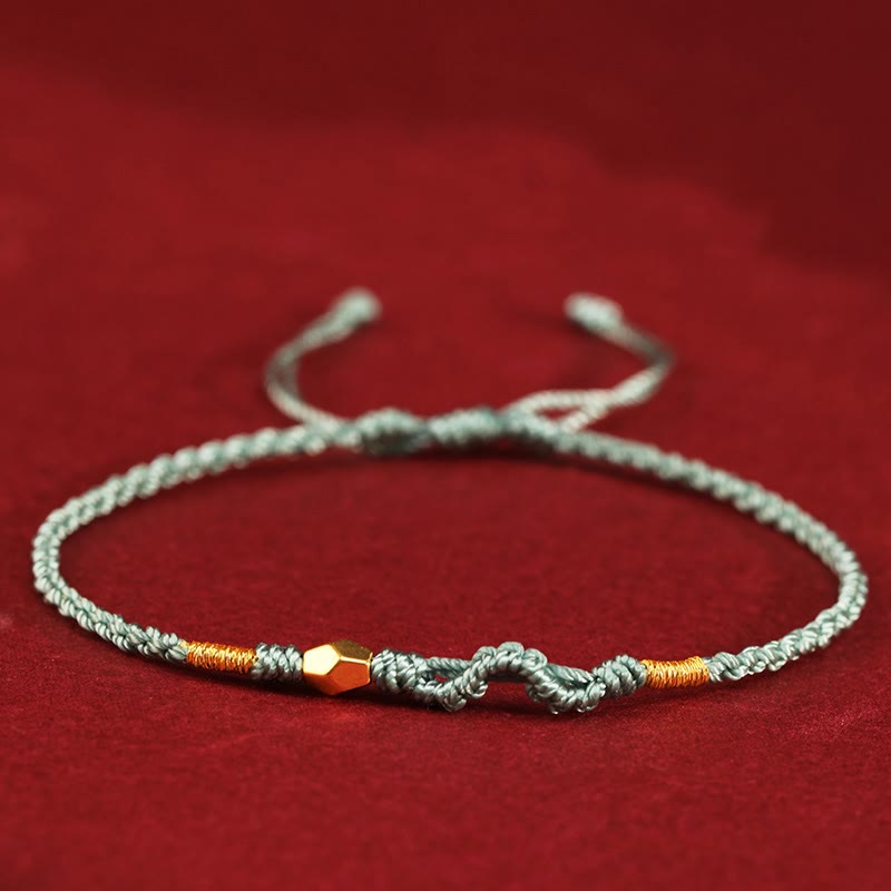 Buddha Stones 999 Gold Year of the Snake Mini Gold Bead Handmade Luck Protection Braided Bracelet - Green(Wrist Circumference 14-18cm) - 999 Gold Snake - image 12
