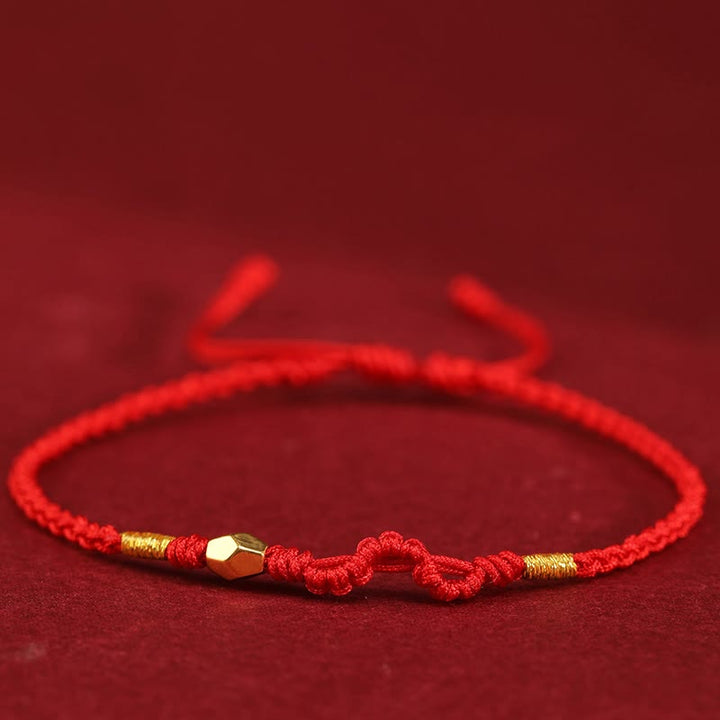 Buddha Stones 999 Gold Year of the Snake Mini Gold Bead Handmade Luck Protection Braided Bracelet - Red(Wrist Circumference 14-18cm) - 999 Gold Snake - image 11