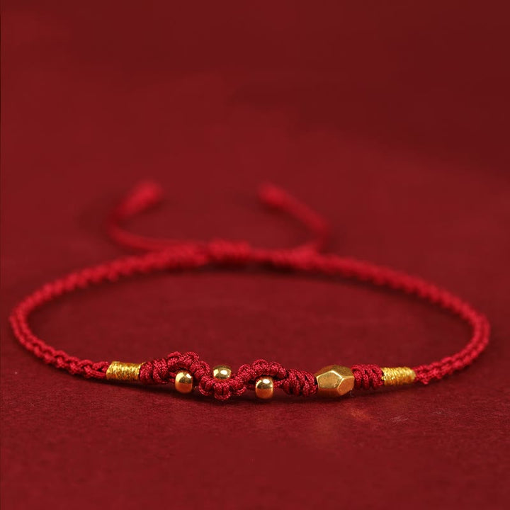 Buddha Stones 999 Gold Year of the Snake Mini Gold Bead Handmade Luck Protection Braided Bracelet - image 2