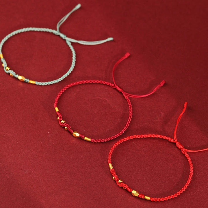 Buddha Stones 999 Gold Year of the Snake Mini Gold Bead Handmade Luck Protection Braided Bracelet - image 19