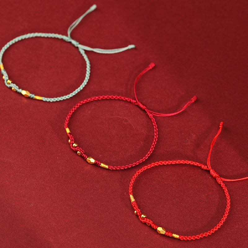 Buddha Stones 999 Gold Year of the Snake Mini Gold Bead Handmade Luck Protection Braided Bracelet - image 19