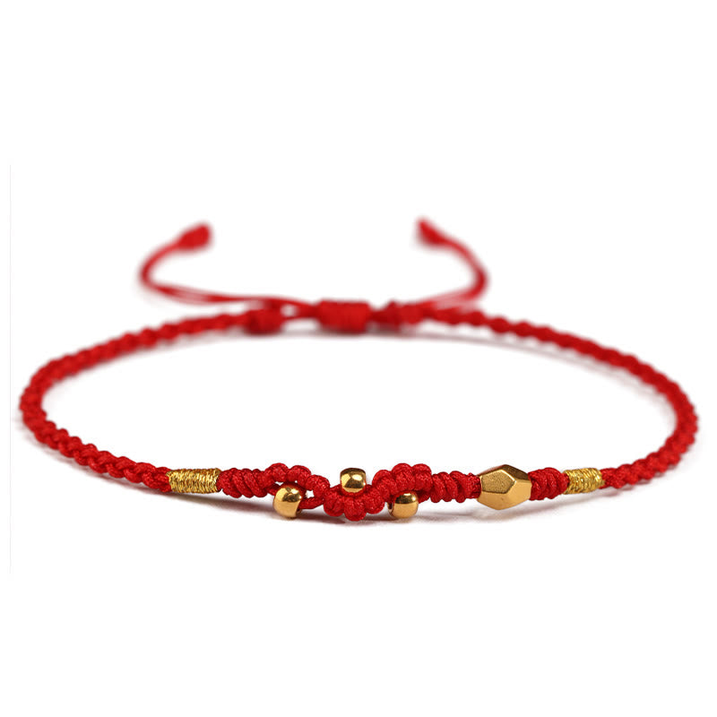 Buddha Stones 999 Gold Year of the Snake Mini Gold Bead Handmade Luck Protection Braided Bracelet - image 6