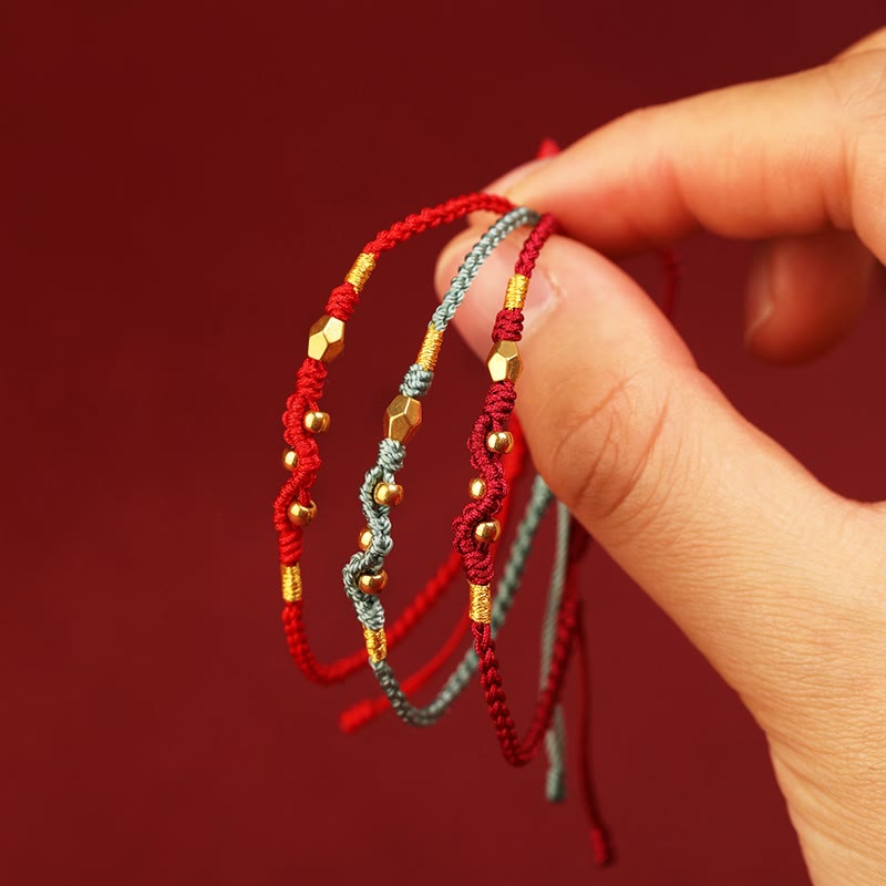 Buddha Stones 999 Gold Year of the Snake Mini Gold Bead Handmade Luck Protection Braided Bracelet - image 14