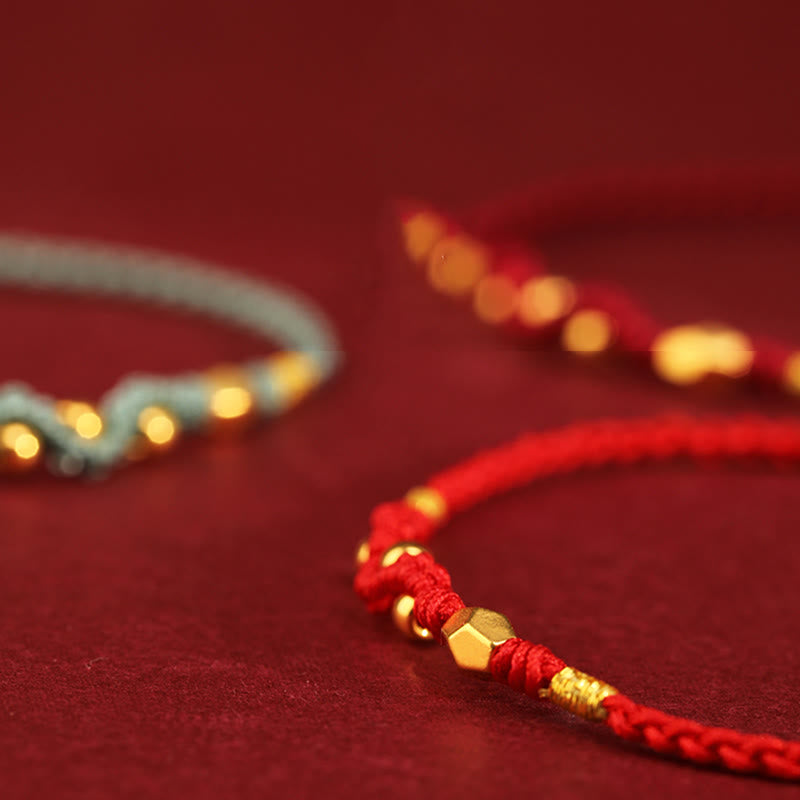 Buddha Stones 999 Gold Year of the Snake Mini Gold Bead Handmade Luck Protection Braided Bracelet - image 15