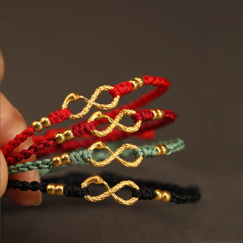 Buddha Stones 999 Gold Year of the Snake Eternal Endless Knot Infinity Handmade Luck Bracelet - image 10