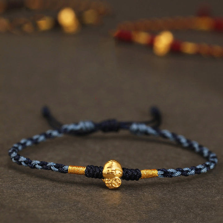 Buddha Stones 999 Gold Year of the Snake Handmade Fu Character Copper Coin Fortune Bracelet - image 18