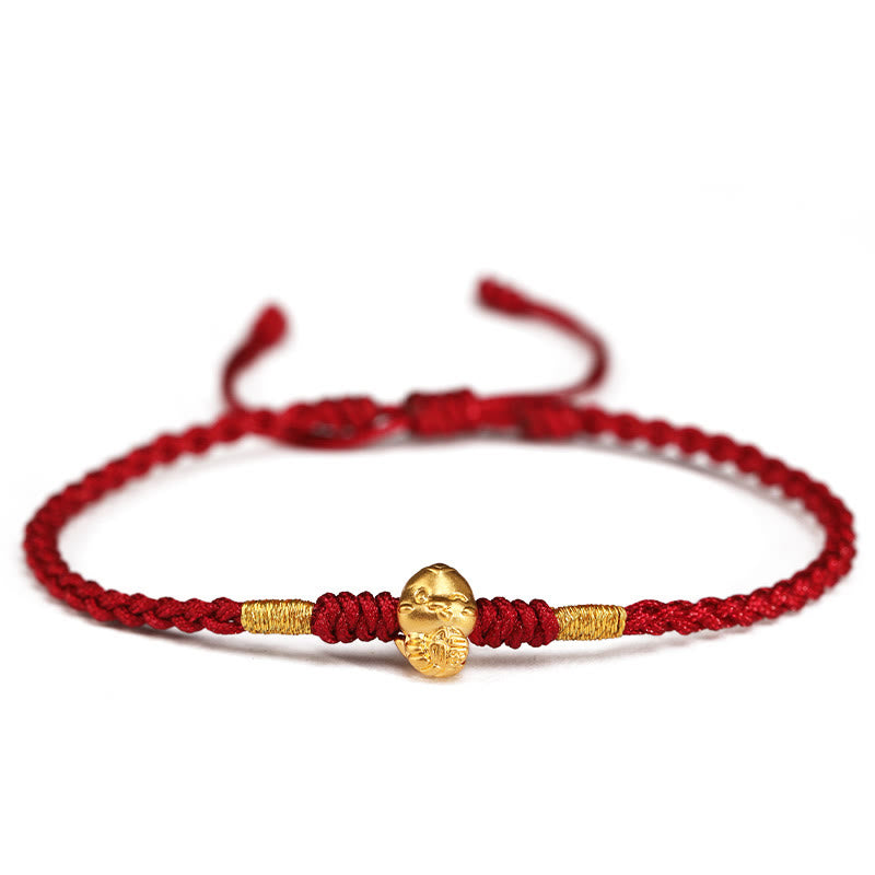 Buddha Stones 999 Gold Year of the Snake Handmade Fu Character Copper Coin Fortune Bracelet - image 14