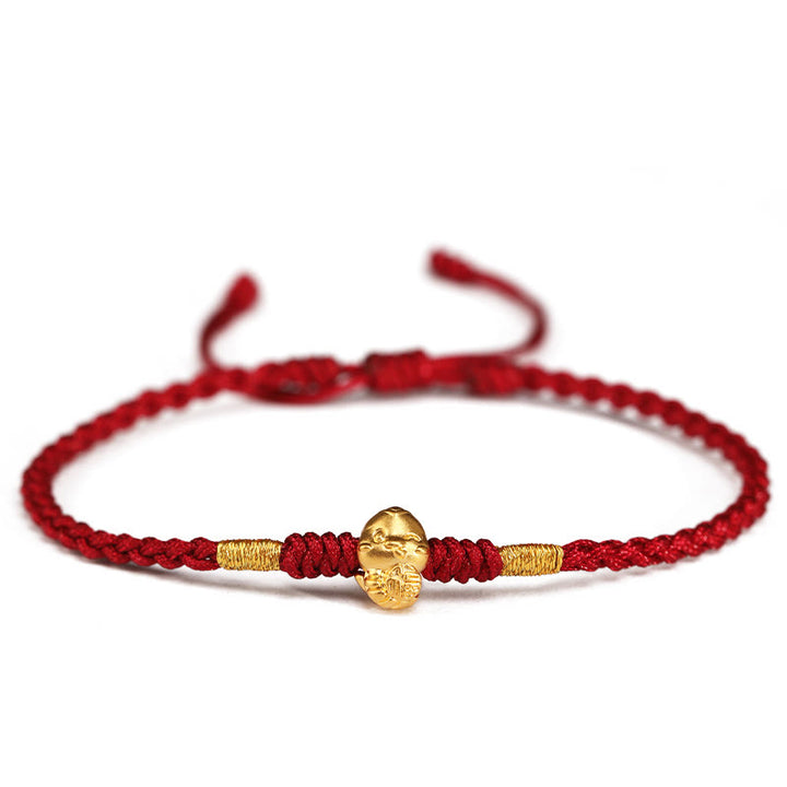 Buddha Stones 999 Gold Year of the Snake Handmade Fu Character Copper Coin Fortune Bracelet - image 14