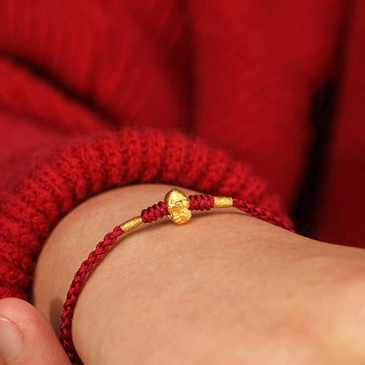 Buddha Stones 999 Gold Year of the Snake Handmade Fu Character Copper Coin Fortune Bracelet - image 10